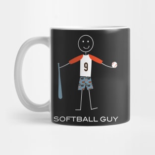 Funny Mens Softball Player Illustration Mug